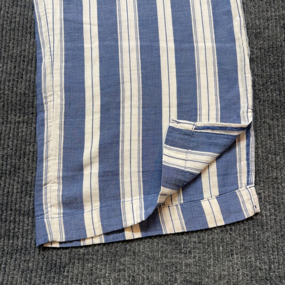 Womens XL Demi Wide Leg Blue White Striped Cotton Crop Pants High Rise Casual - Picture 3 of 14